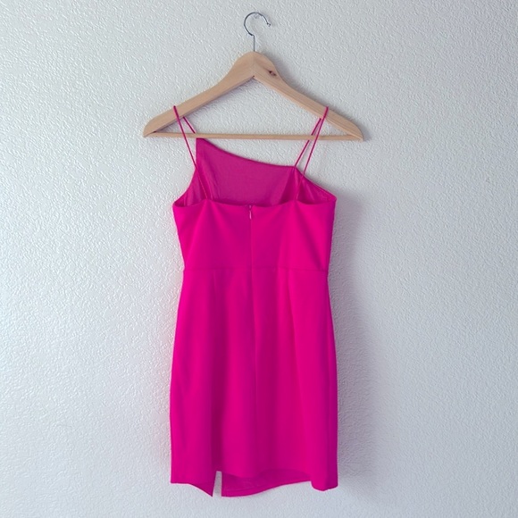Lulu’s Party for Two Hot Pink Asymmetrical Bodycon Mini Dress - Picture 3 of 6
